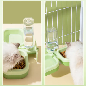 Double-Bowl Automatic Drinking <strong>Eating</strong> Bowl for Cats Dogs Large Caliber Stainless Steel Tilt Neck Guard Square Basin PP 100 <strong>Days</strong> - Product Image 5