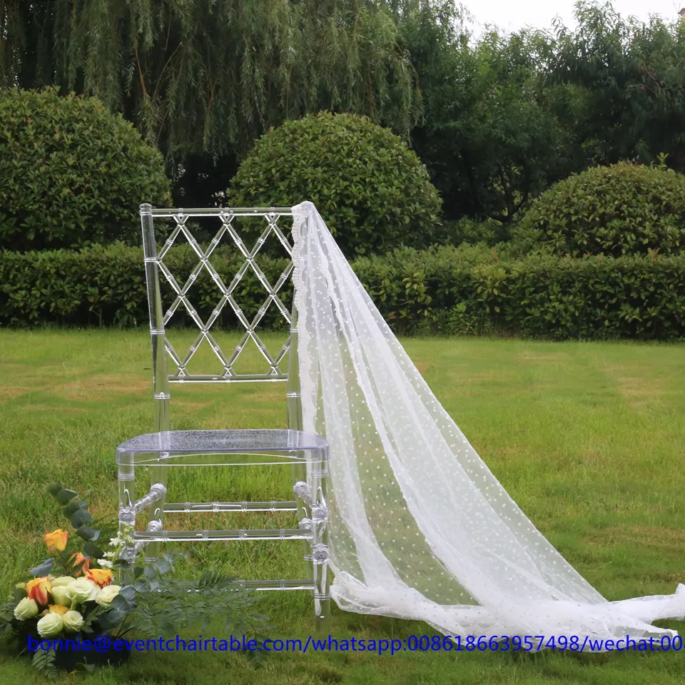 Stack Crystal Diamond Back Event Party Sillas transparentes para Hotel Garden Catering