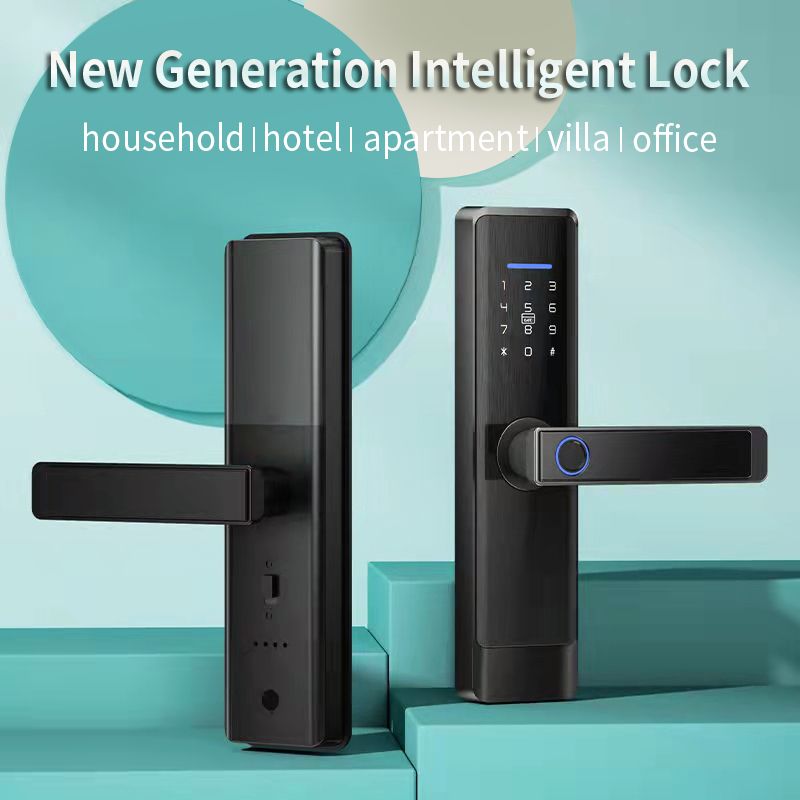 New Smart Digital  Home Tuya Wifi/ BLE Ttlock App Waterproof Biometric Fingerprint Password Key Card Smart Door Lock