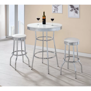 カスタマイズ屋外パブレストランダイニングブラックバーテーブルセットメタルラウンドハイテーブルとスツールセットバー - Product Image 3