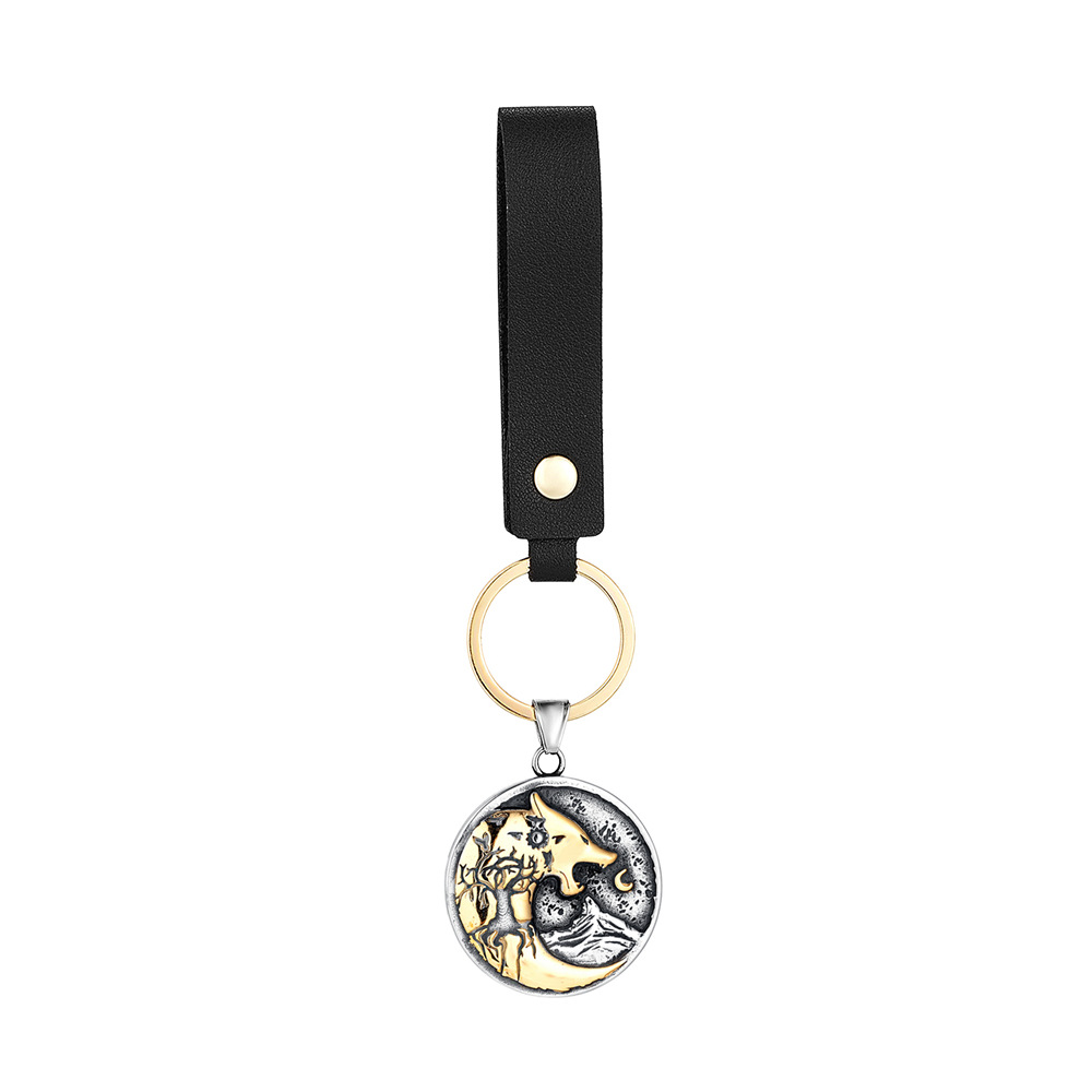 Pendentif bicolore avec cordon en cuir