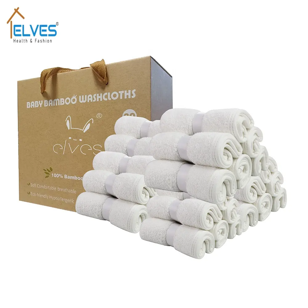 Personalizado 6 pack 500gsm 100% bambú orgánico bebé cara paño 25x25 toalla 2 capas Toalla de bambú bebé toallita