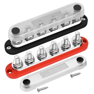 4xM8 5xM6 6xM8/M10 4 5 6 7 Stud Terminals Screws Black/Red <strong>BusBar</strong> 150A 300A 48VDC Power Distribution Block with Cover for Marine - Product Image 3