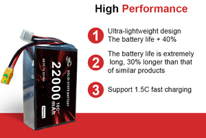 Vente en gros de batterie à semi-conducteurs 22000mAh 3.95v 6s 23.7v 12s 47.4v à haut débit pour drones d'entraînement - Product Image 5
