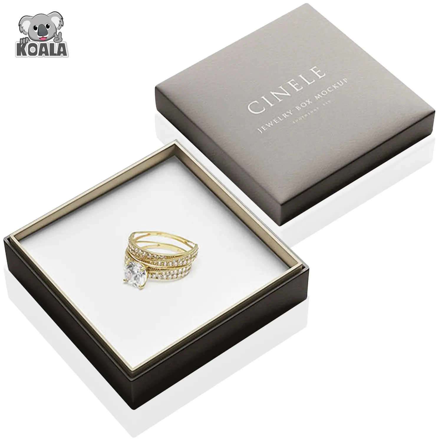 Logo personalizzato Luxury Men Black Square Boxing Wedding Jewellery Gift Display confezione regalo Ring Box