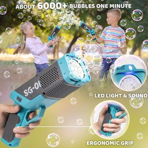 Bubble Machine Gun, sızdırmaz kabarcık oyuncak çocuklar için 3 şişe dolum çözümleri, otomatik zengin kabarcık makinesi ışık ve ses ile - Product Image 4