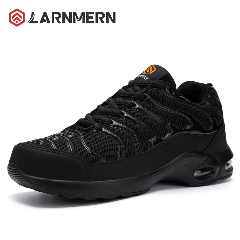 LARNMERN Steel للرجال والنساء خفيفة الوزن ومريحة سلامة رجالية مضادة لسحق أحذية السلامة الرياضية السوداء