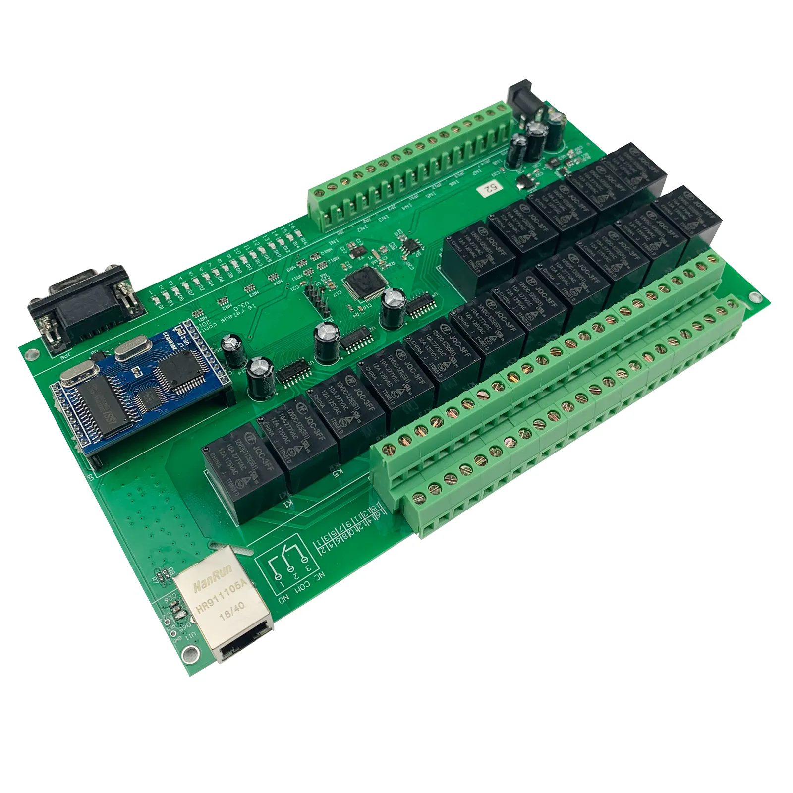 Módulo de relé Ethernet de 16 canales con placa de desarrollo de programa IP TCP, RJ45, RS232