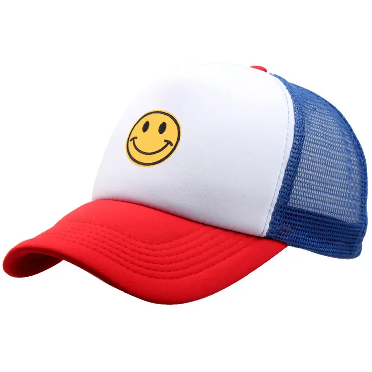 Cappello da camionista in rete a 5 pannelli con cartone animato a 5 pannelli di moda all'ingrosso con berretto da Baseball ricamato per uomo