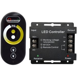 12-24V Daul blanco CCT LED tira controlador serie táctil inalámbrico RF control remoto caja de acero negro 12V PWM CCT LED controlador - Product Image 1