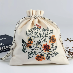 Venta al por mayor logotipo personalizado impreso bolsa de lona con cordón bolsa de tela de lona de algodón bolsa con cordón - Product Image 3