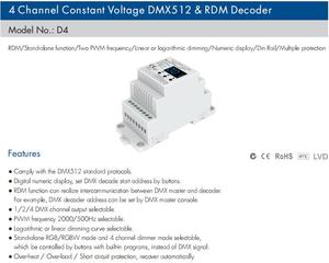 Skydance D4 4 canali CV DMX RDM LED decoder Din Rail RGB DMX512 controller PWM frequenza dmx dimmer per luci a led - Product Image 4