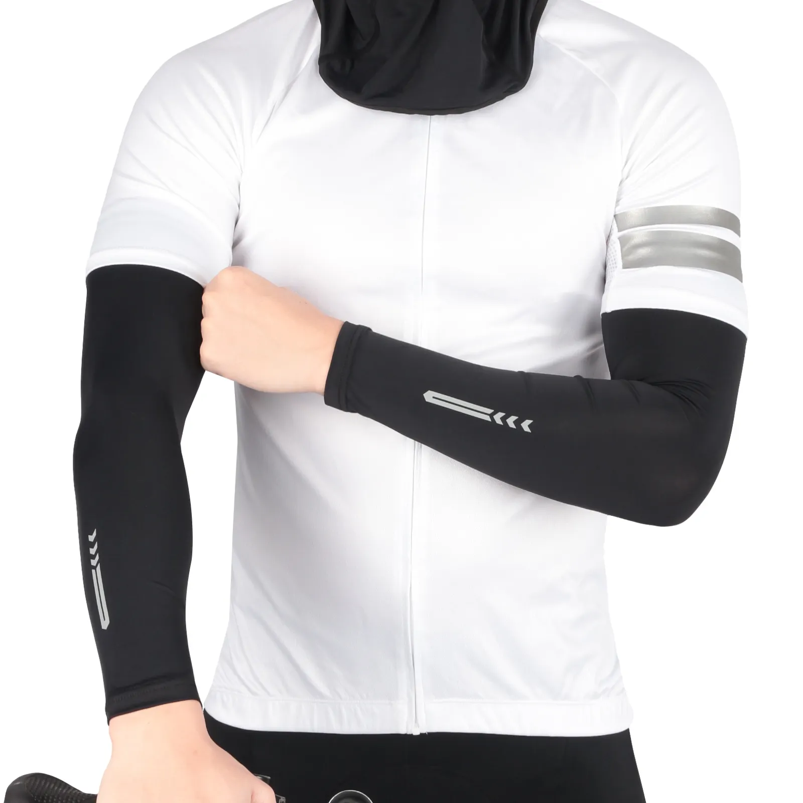 Logo riflettente personalizzato protezione UV compressione manica ghiaccio sport basket calcio ciclismo manicotti