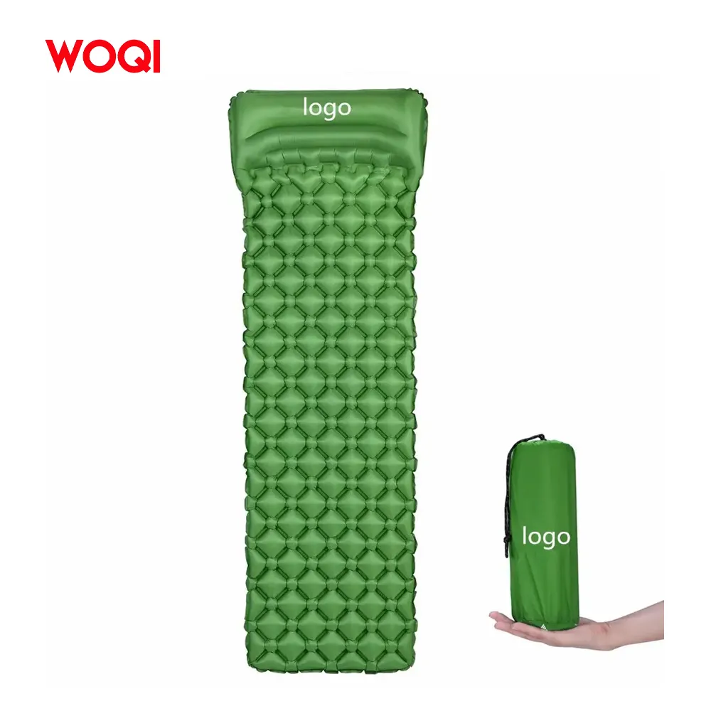 Woqi ที่นอนเป่าลมน้ำหนักเบา,แผ่นรองนอนเป่าลม TPU กันน้ำน้ำหนักเบาพร้อมหมอนหุ้มฉนวนแผ่นรองนอนเป่าลมสำหรับกลางแจ้ง