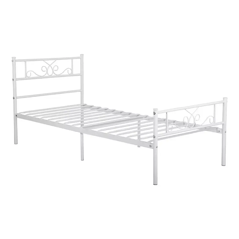 Tempat tidur tunggal anak laki-laki dewasa putih Twin Bed bingkai logam dengan Headboard