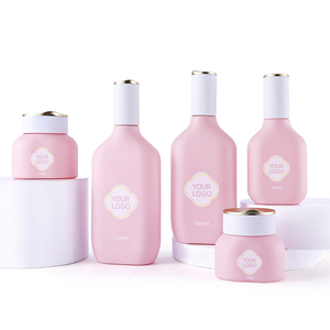 Contenitore cosmetico opaco unico rosa 30g 50g 40ml 100ml 120ml flacone e barattolo di vetro smerigliato piatto vuoto per la cura della pelle lo