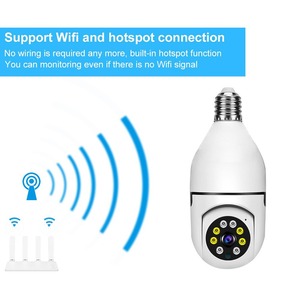 制造商CMOS传感器夜视360度Ptz摄像机家用无线Wifi E27灯泡安全监控迷你智能摄像机 - Product Image 3