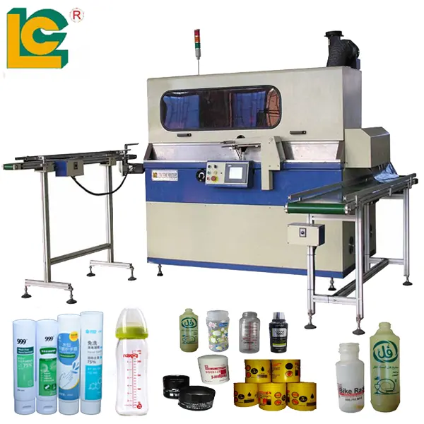 Macchina serigrafica cilindrica della stampante dello schermo della bottiglia di acqua UV automatica di marca LC per le tazze delle cartucce del contenitore dei tubi dei barattoli