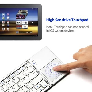 Teclado plegable inalámbrico delgado y versátil de alta calidad con panel táctil: recargable y compatible con varios sistemas para dispositivos móviles - Product Image 5