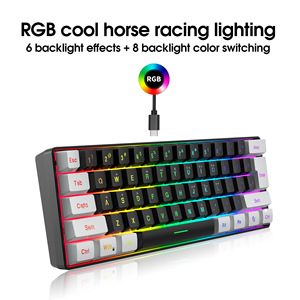 Juego con cable de 61 teclas Mini RGB Teclado luminoso Sensación mecánica de la mano Oficina de negocios Teclado de computadora pequeño portátil - Product Image 2