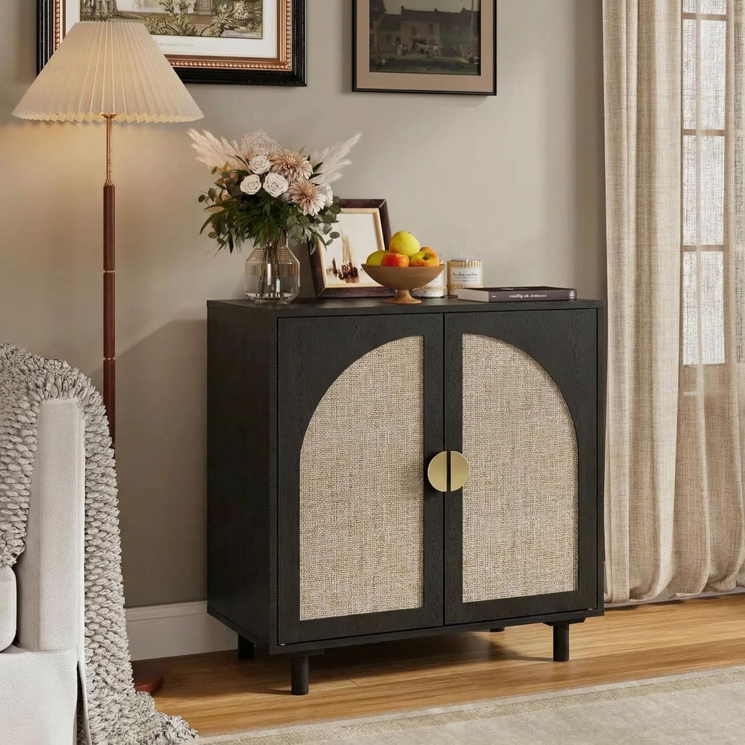 Portes en rotin-noir-1pcs