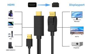 4K 60Hz <strong>HDMI</strong> 2.0 <strong>to</strong> Displayport <strong>Adapter</strong> Cable for Xbox One / PS4 / PS5 / NS Compatible With VESA Dual-Mode - Product Image 3