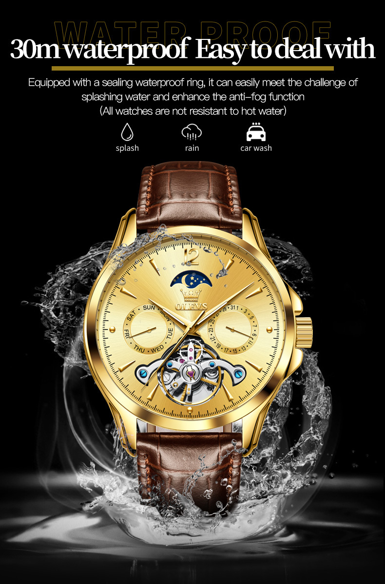 OLEVS 6663 Mechanical Men's Watch Waterproof Luminous Men's Trend Mechanical Watch description image 6