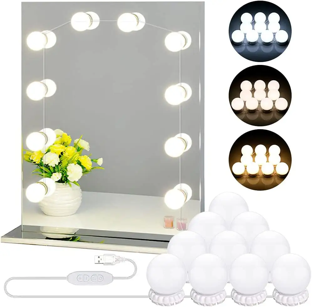 Howlighting Bathroom Hollywood Style Dimmable LED Makeup Mirror Light Vanity Mirror Bulb USB Mirror Light
