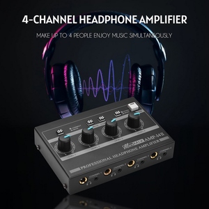 AMP-14 4-Channel <strong>Headphone</strong> Amplifier Compact Stereo <strong>Headphone</strong> Amp <strong>with</strong> <strong>RCA</strong>/6.35mm/3.5mm <strong>Input</strong> Volume Control - Product Image 5