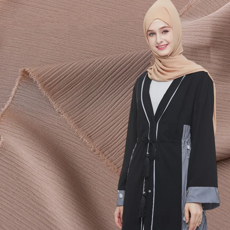 abaya turkey fabric Muslim female dress 100% polyester jet black nida crepe fabric for abaya