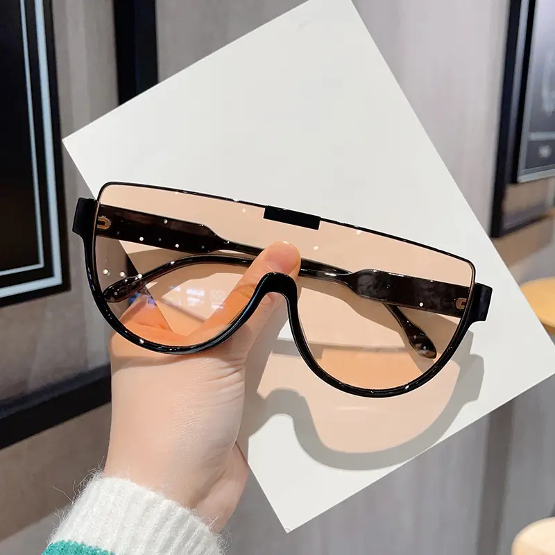 빈티지 세미 라운드 선글라스 여성 패션 모노 블록 야외 고글 음영 인 트렌드 2024 새로운 디자인 UV400 안경