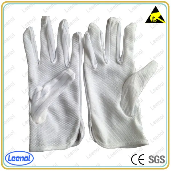 Leenol ESD Polyester Anti static weiß Gepunktete Baumwoll handschuhe