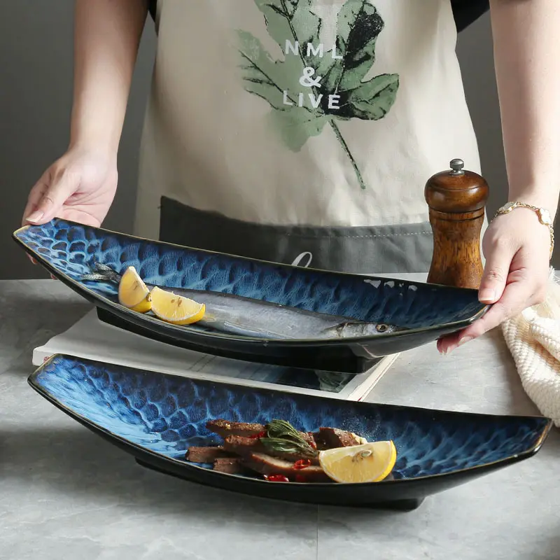 Creativo Piatto di Stoviglie Grande forno di ceramica piatto di pesce piatto di pesce al vapore per high-end ristorante