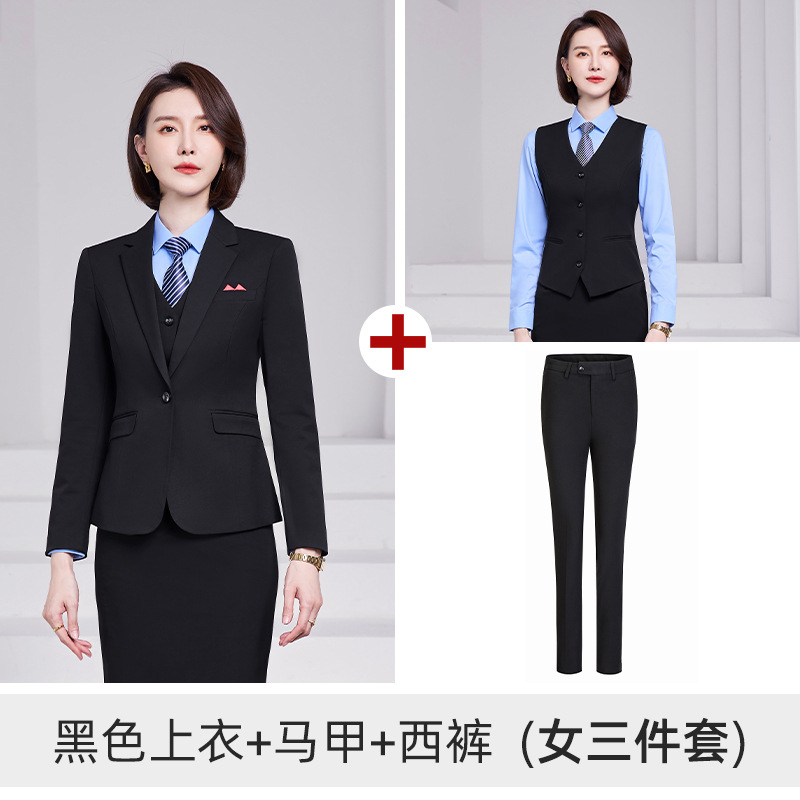 Women's black suit vest and trousers
