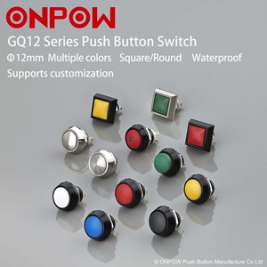 ONPOW GQ serie 10/12/16/19/22/25/30/40mm supporto pannello SPDT DPDT chiusura/momentaneo metallo LED interruttori a pulsante IP65 IP67 - Product Image 2