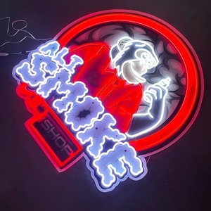フルカラーカスタムロゴUVプリント喫煙者アクリル<span class=keywords><strong>Led</strong></span>ネオンサインタバコネオンアートワークライト喫煙店の壁の装飾