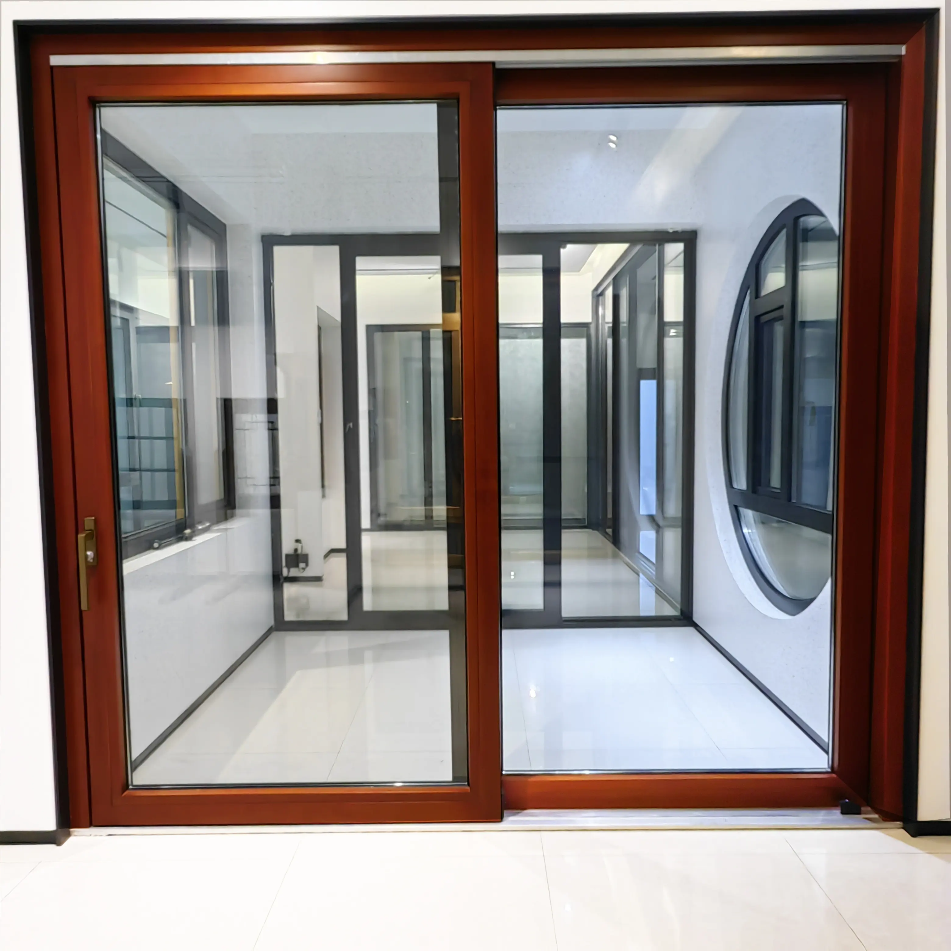 Penjoy AS NZS standard soundproof balcony sliding door aluminum clad wood lift and sliding door