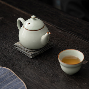 Azure Ru Ware seramik demlik tek Xi Shi Pot ev Gracked sır desteklenebilir tek çay su ısıtıcısı porselen Kung Fu çay seti - Product Image 4