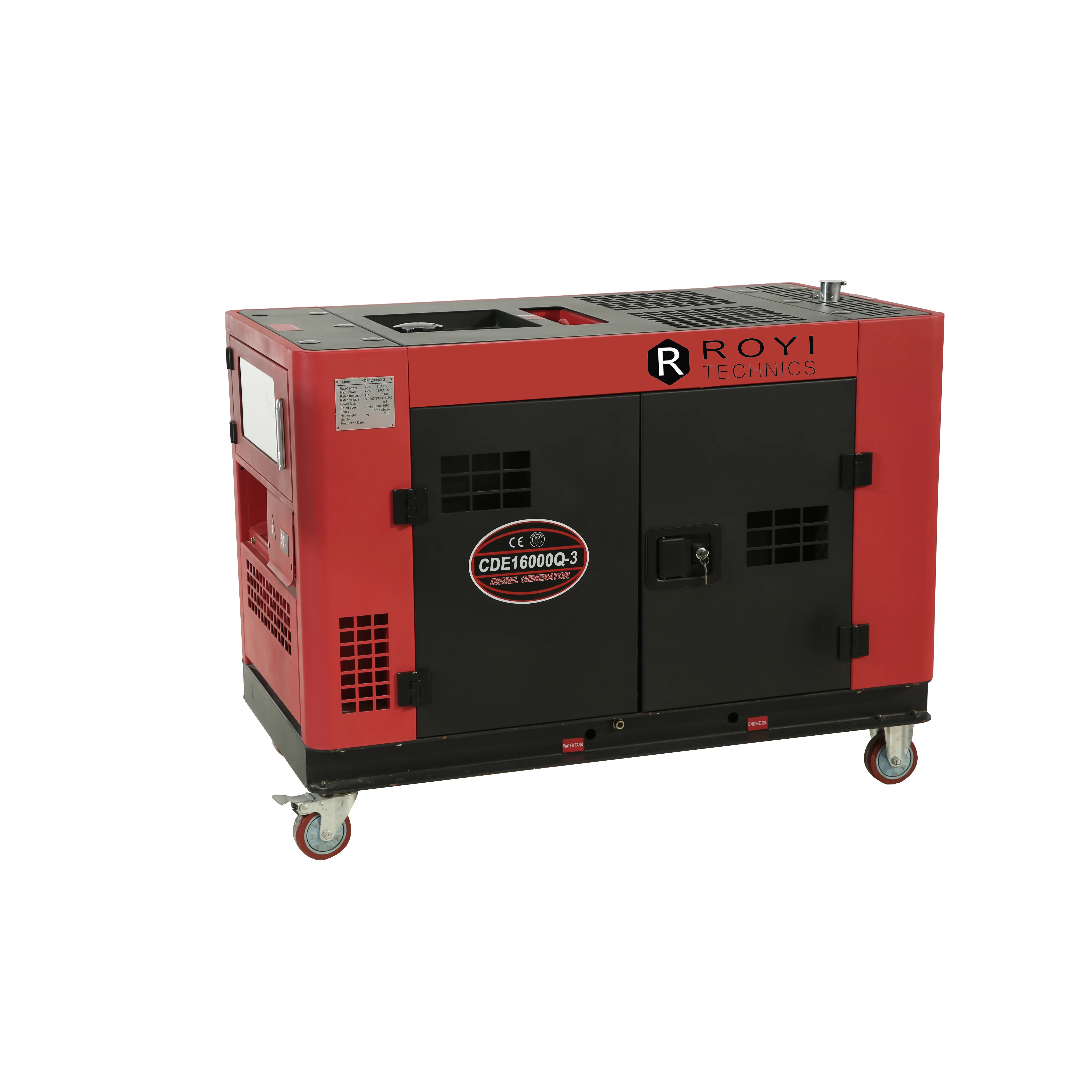 ROYI CDE16000Q محرك ديزل بأسطوانتين 15KVA 14KW من ثلاث مراحل أحادية الطور