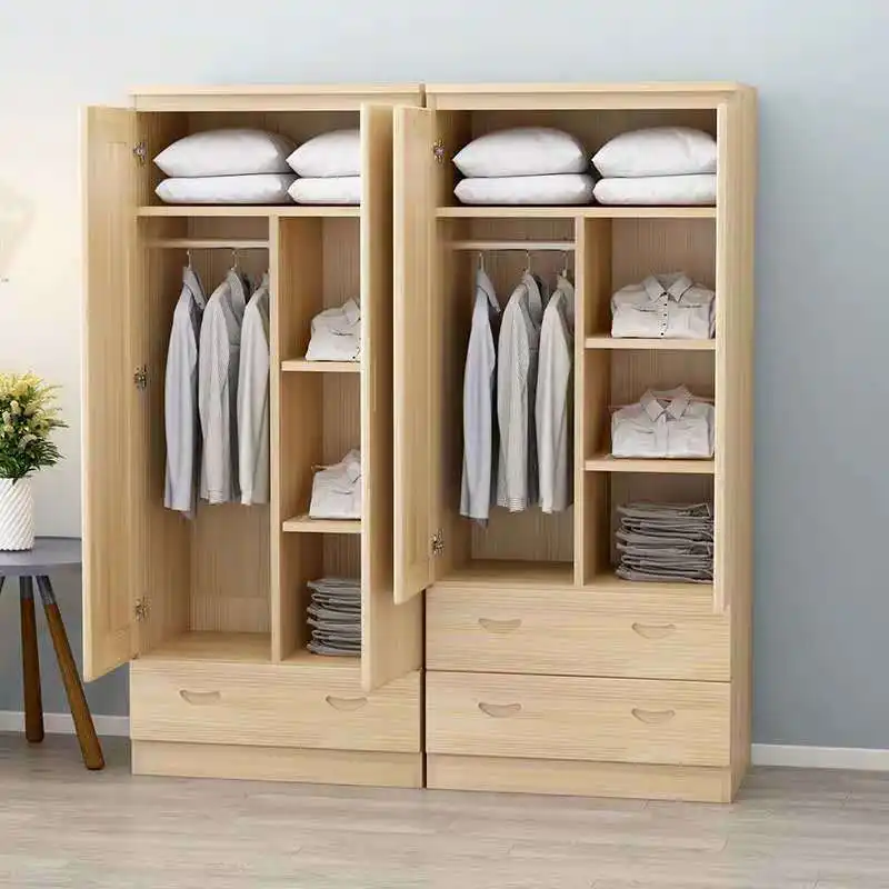Conomy-armario de madera integral para niños, ropero de doble puerta, armarios de pino para dormitorio