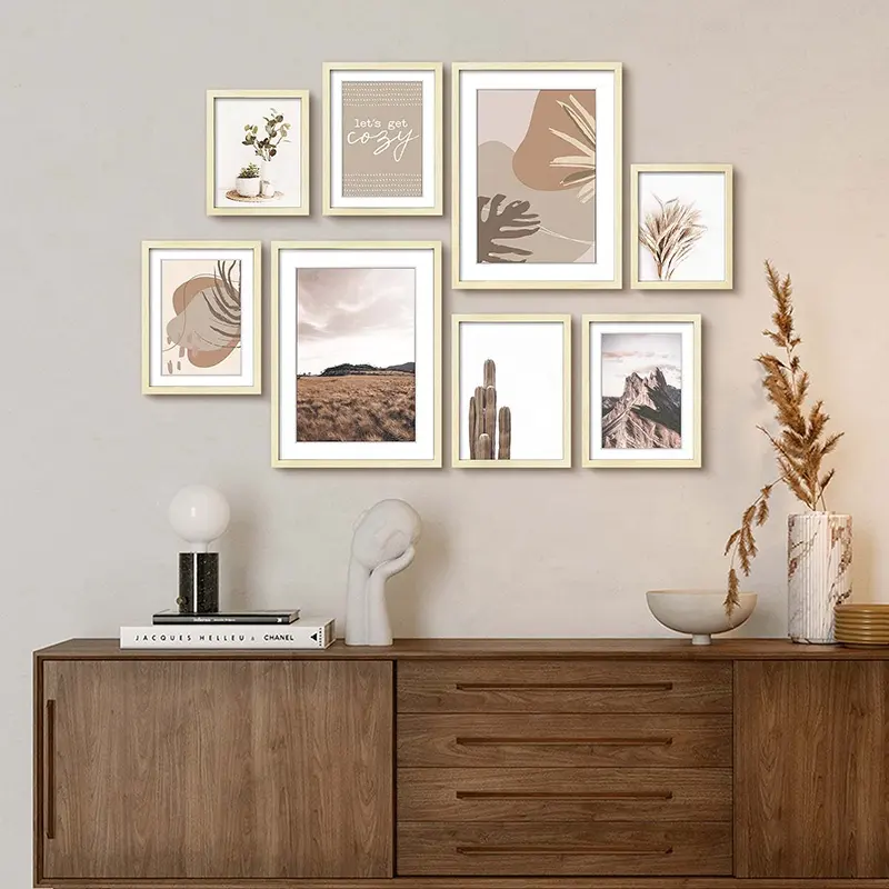 Eaglegits-Paisaje de desierto de plantas abstractas Vintage, conjunto de arte de pared con marco moderno para decoración del hogar y sala de estar