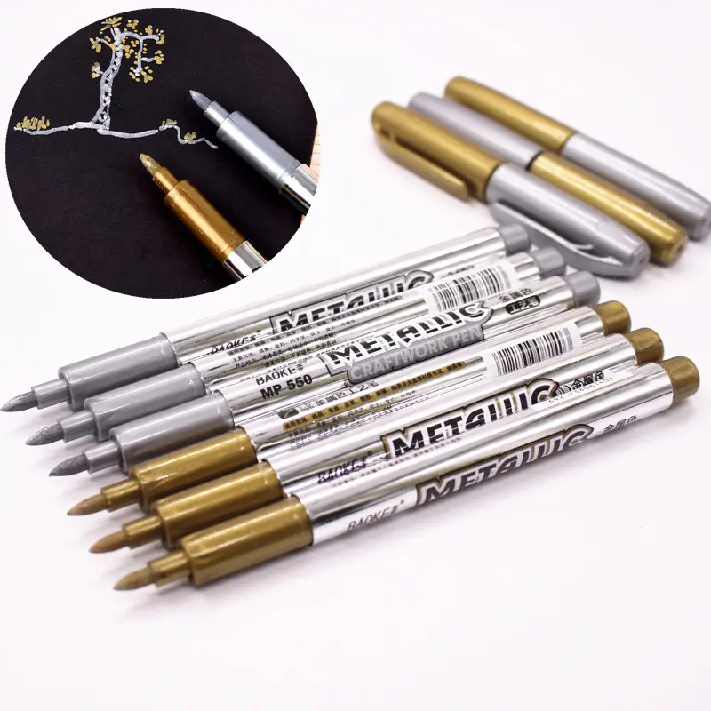 Wholesale DIY Metal Paint Marker Pens Gold And Silver 1.5mm Marker Craftwork Pen for glass wine window