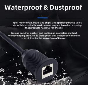 1m impermeabile antipolvere vite di bloccaggio CAT6 RJ45 maschio a femmina LAN Ethernet prolunga di rete cavo di montaggio pannello per auto - Product Image 4
