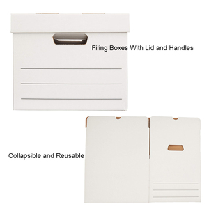 Caja de almacenamiento personalizada para banqueros de archivos con tapa y asas caja de embalaje de cartón de papel de cartón corrugado - Product Image 3