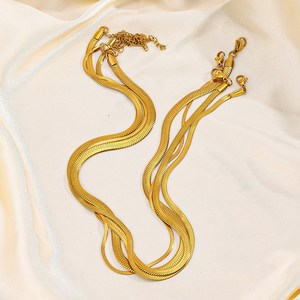 Fashion Jewelry Necklaces Minimalist Stainless Steel Snake <strong>Chain</strong> Choker for Women Link Necklaces <strong>18</strong> <strong>K</strong> Gold Plated - Product Image 2