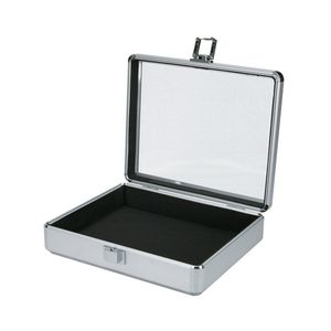 铝制小银储物盒透明工具箱透明顶部储物展示演示奖章 - Product Image 1