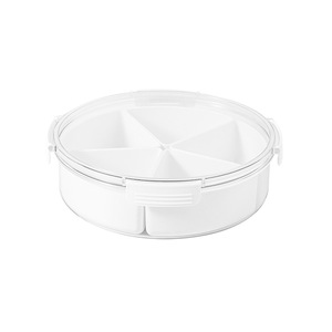 Contenedor organizador de almacenamiento de alimentos con tapa Bandeja de servicio dividida con 4 o 5 cajas extraíbles Contenedores Organizadores de refrigerador apilables - Product Image 3