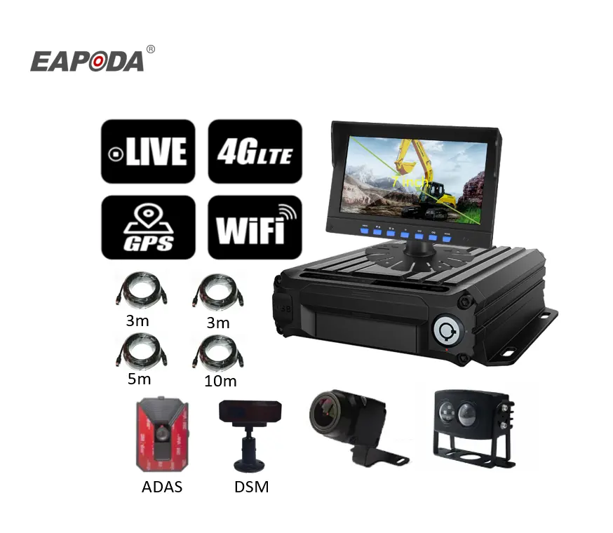 EAPODA 3G 4G Gps Wifi HDD SD بطاقة MDVR Gps نظام التعقب CCTV للحافلة شاحنة Dvr كاميرا متنقلة للسيارة