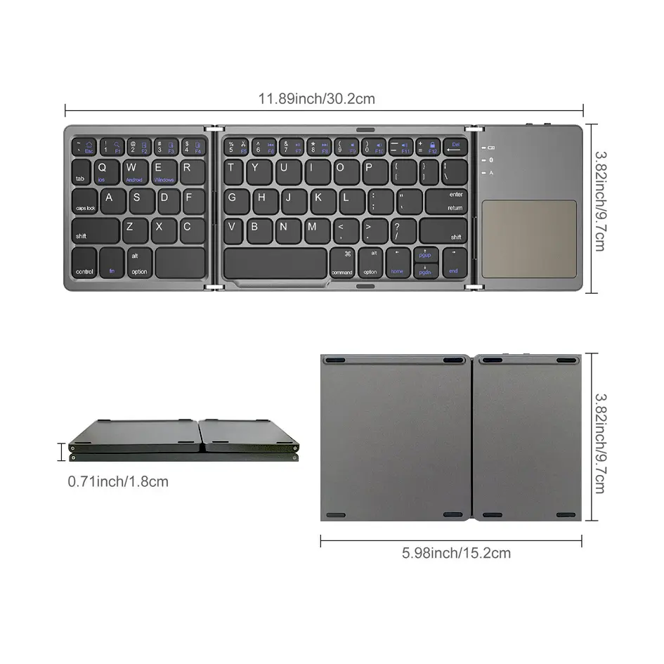 Складная мини-клавиатура Avatto B033, беспроводная bluetooth-клавиатура с тачпадом для Windows, Android, Ios, планшетов, Ipad, телефонов