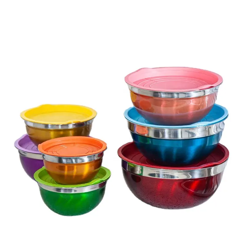 Conjunto de tigelas para servir frutas, jogo de tigelas de silicone em aço inoxidável para servir frutas, sorvete, arroz, sobremesa, tigela e armazenamento de vegetais